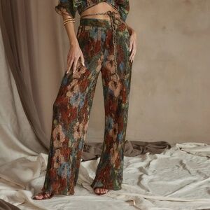 Kaia Multicolor Metallic Floral Pant